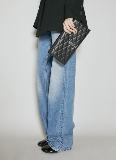 Saint Laurent Kate Leather Clutch Black sla0253135