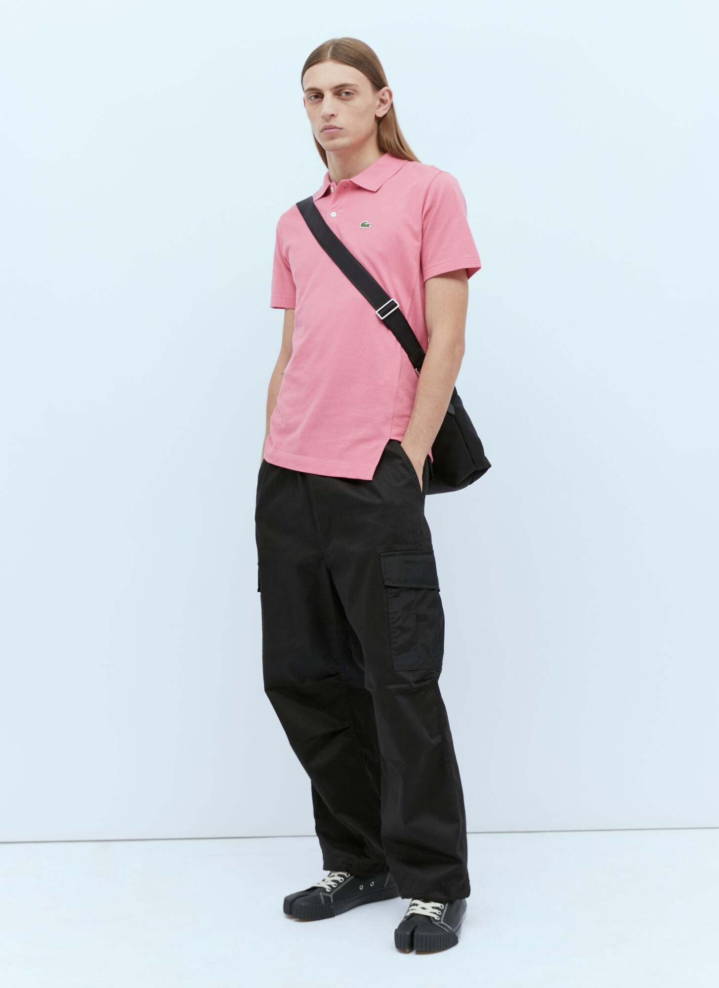 Shop Comme Des Garçons Shirt X Lacoste Logo Embroidery Twisted Polo Shirt In Pink