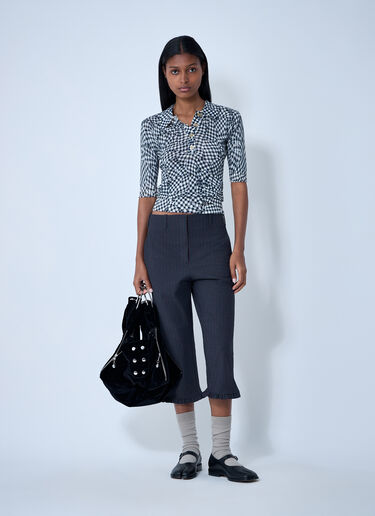 Mesh Printed Polo Top GANNI Mesh Printed Polo Top Black gan0261008