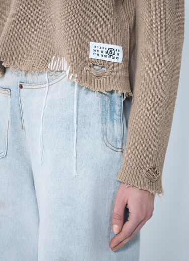MM6 Maison Margiela ディストレス ニットセーター ベージュ mmm0259008