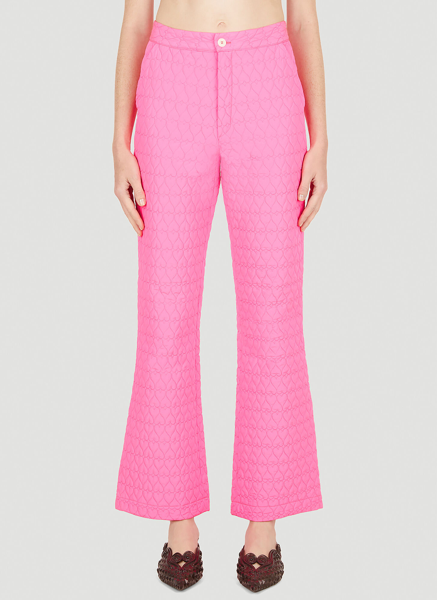 Shop Marco Rambaldi Quilted Heart Pants In Pink