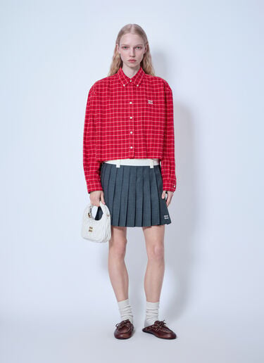 Miu Miu Checkered Button-Down Shirt Red miu0266061