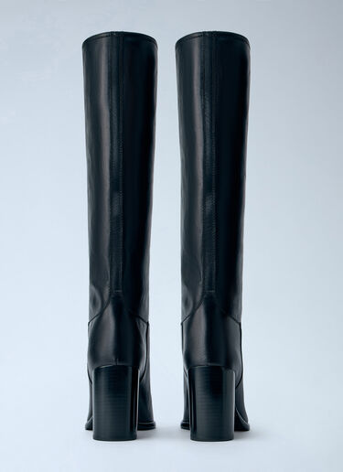 Prada Block Heel Leather Boots Black pra0265015