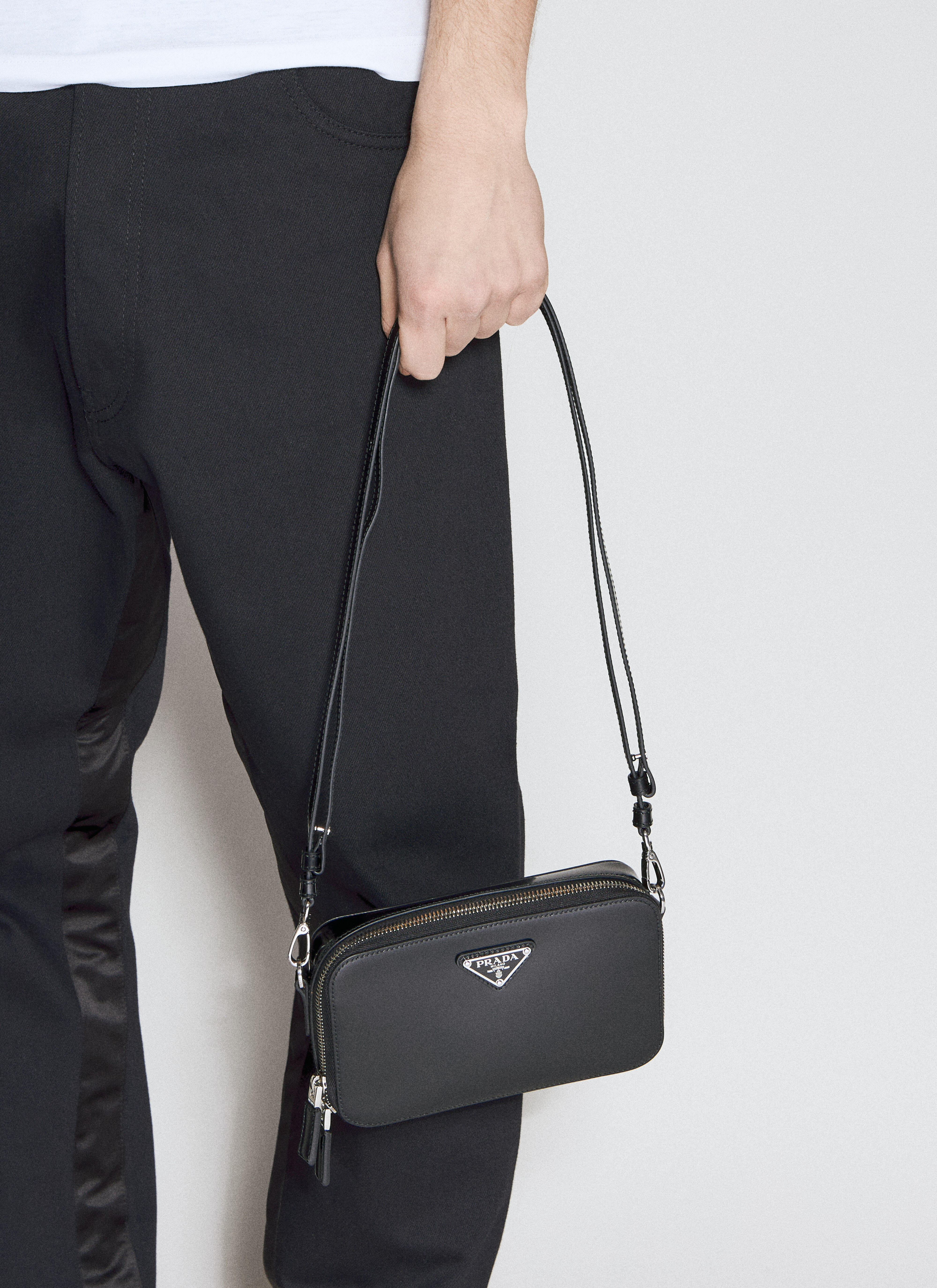 Prada Brique Brushed Leather Crossbody Bag in Black LN CC