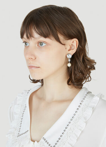 Miu Miu Large Crystal Pearl Earrings Silver miu0248026
