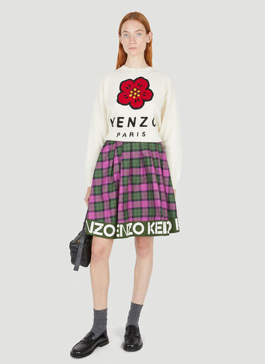 Kenzo Logo Trim Tartan Skirt Pink knz0250013