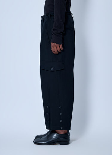 LN-CC® - Yohji Yamamoto: Hem Button Pants - Black Yohji Yamamoto Hem Button Pants Black yoy0165002