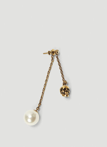Alexander McQueen Faux-Pearl Skull Earrings Gold amq0243090