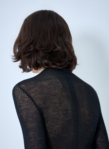Rick Owens Sheer Knit Long Sleeve Top Black ric0164002