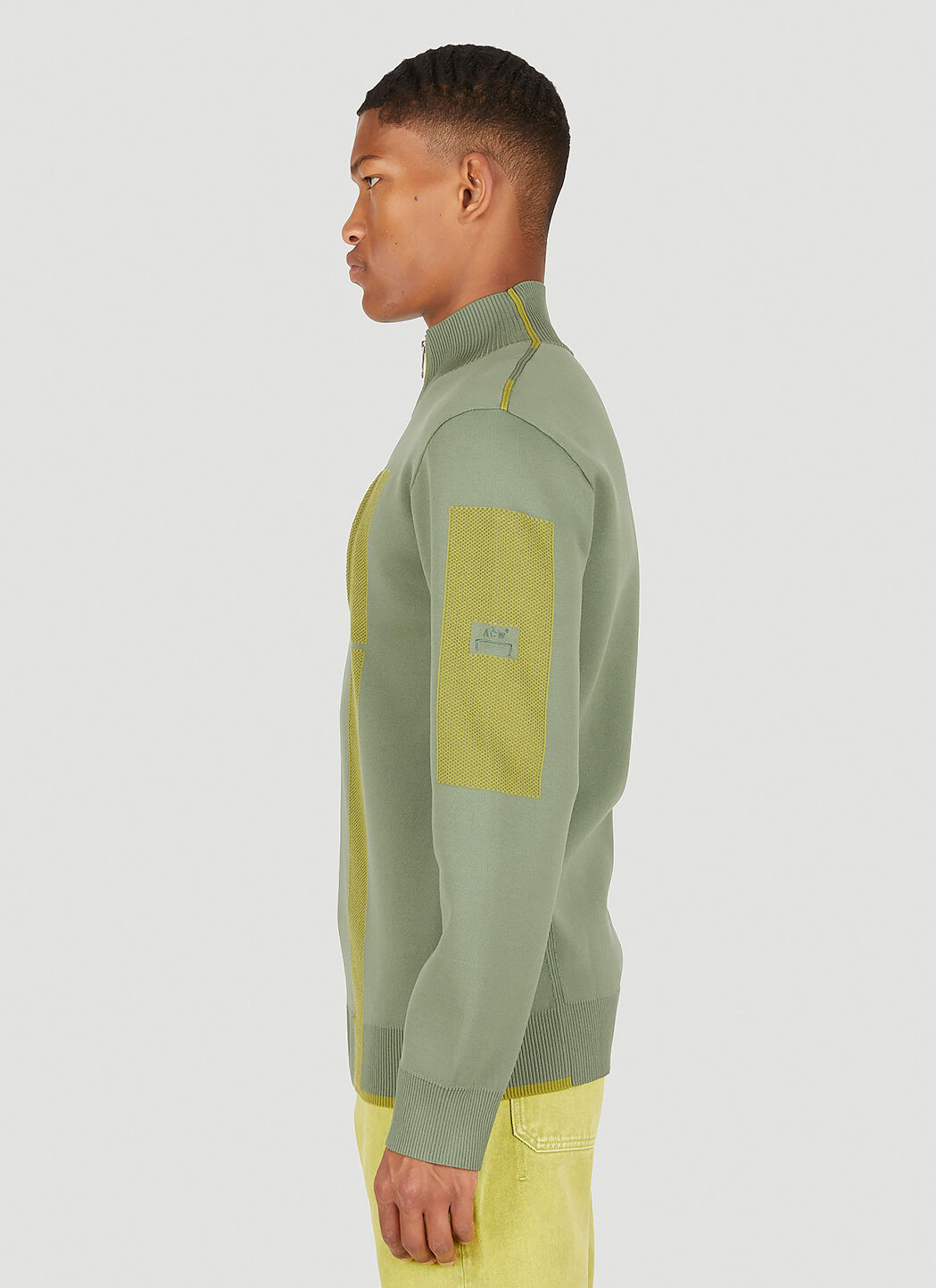 A-COLD-WALL* Stria Zip Front Knit Sweatshirt in Green | LN-CC®