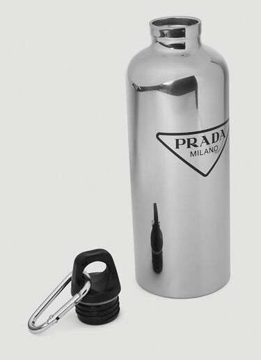 Prada Logo Print Insulated Water Bottle Silver pra0351029