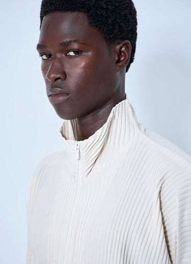Homme Plissé Issey Miyake Pleated Half Zip Through Top Beige hmp0164013