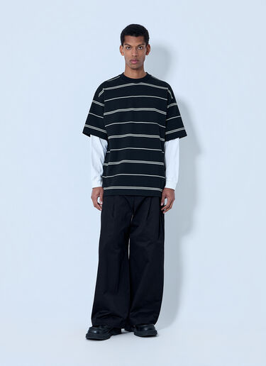 Comme des Garçons Homme Striped Cotton Jersey T-Shirt Black cdh0164003