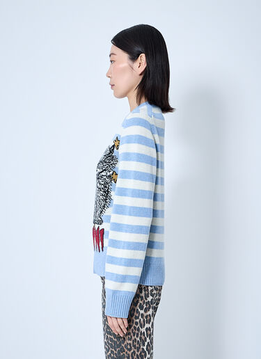 GANNI Striped Graphic Sweater Blue gan0259092