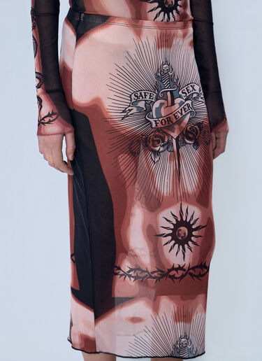 Jean Paul Gaultier Re-Edition Safe Sex Tattoo Long Skirt Brown jpg0264024