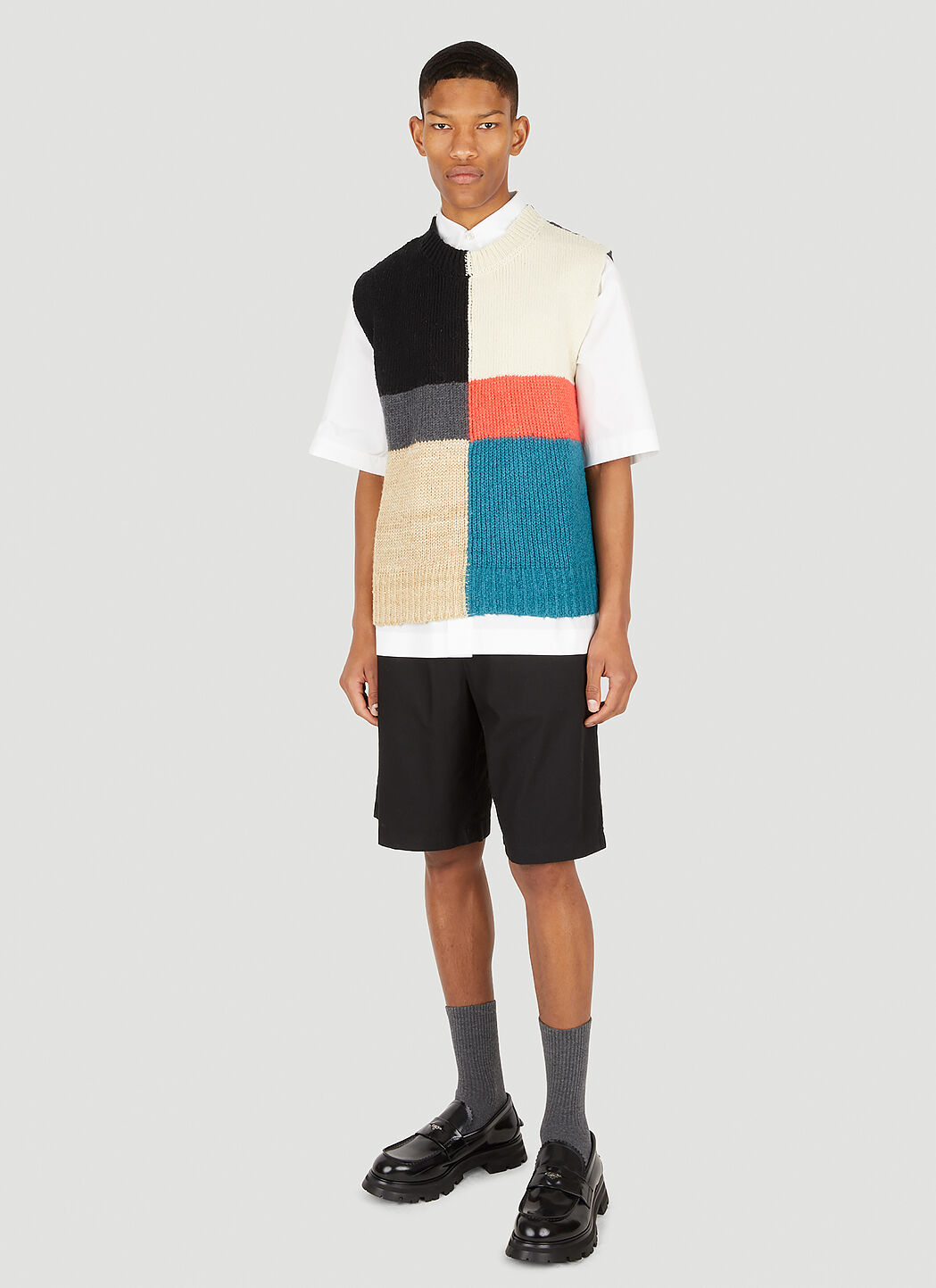 Jil Sander colour-block roll-neck jumper - White