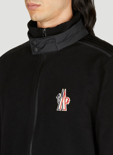 Moncler Grenoble Logo Embroidery Zip-Up Cardigan Black mog0153019