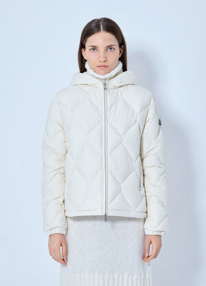 Moncler Arvouin Hooded Diamond-Quilted Short Down Jacket Cream mon0266049