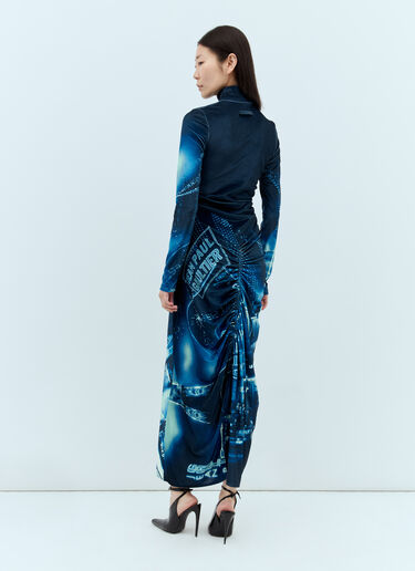 Pigalle Gathered Velvet Dress Jean Paul Gaultier Pigalle Gathered Velvet Dress Blue jpg0258005