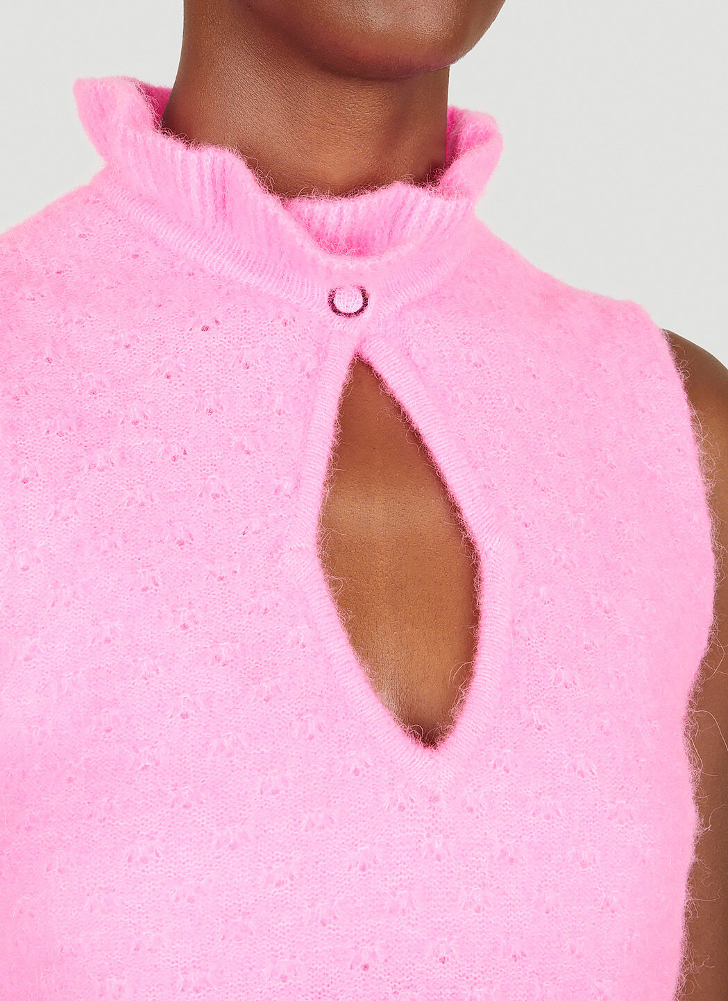 GANNI Ruffled Keyhole Top in Pink | LN-CC