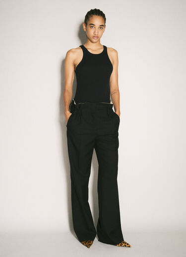 Prada Wool Gabardine Pants Black pra0258016