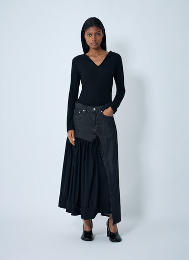 Cut-Off Combination Midi Skirt Yohji Yamamoto Cut-Off Combination Midi Skirt Black yoy0262002