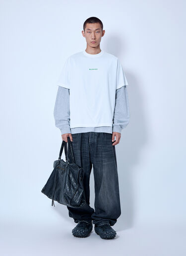 LN-CC® - Balenciaga: Hybrid Double T-Shirt - White Balenciaga Hybrid Double T-Shirt White bal0166011