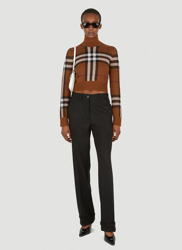 Burberry Checked High Neck Sweater Brown bur0251017