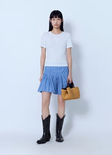 LN-CC® - GANNI: Compact Pointelle Rib Tee - White GANNI Compact Pointelle Rib Tee White gan0265010