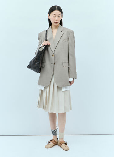 Miu Miu Single-Breasted Wool Blazer Beige miu0256004