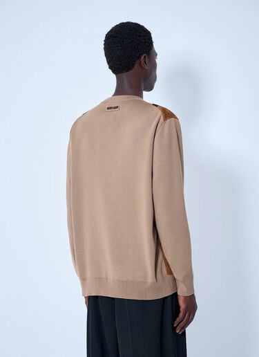 LN-CC® - Miu Miu: V-neck Sweater with Contrast Stripes - Camel Miu Miu V-neck Sweater with Contrast Stripes Camel miu0165008