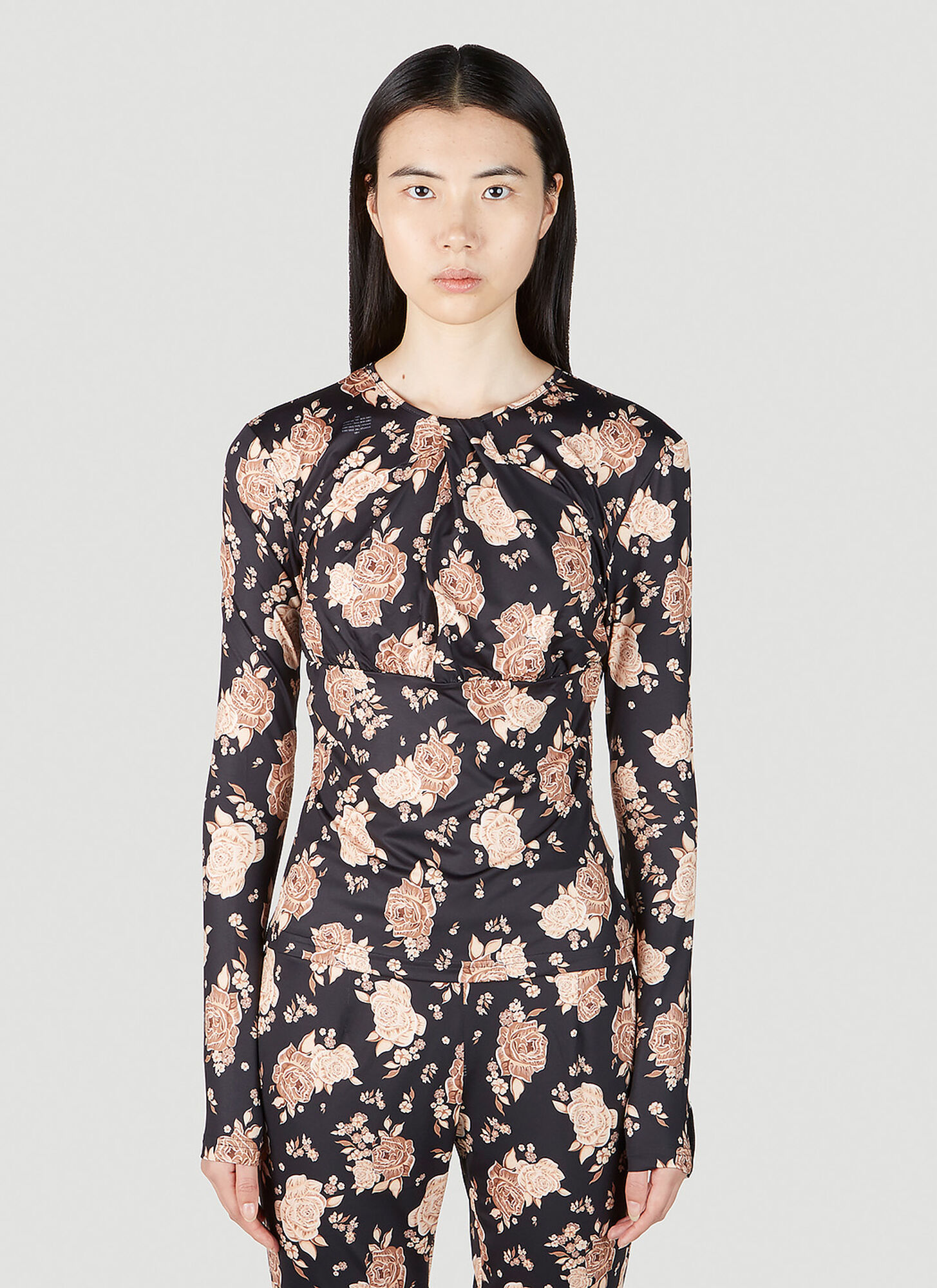 Rokh Floral Jersey Top Female Black