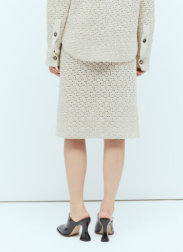 Bottega Veneta Textured Knit Wraparound Midi Skirt Beige bov0256029