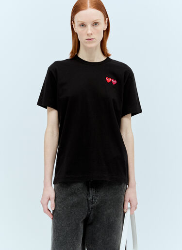 Comme Des Garçons PLAY Double Heart Logo Patch T-Shirt Black cpl0355019