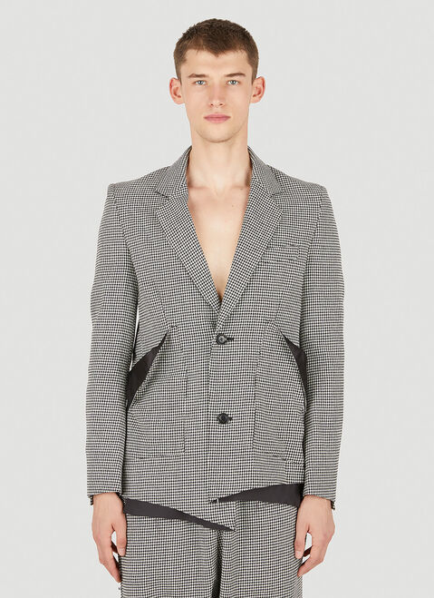 Sulvam Houndstooth Raw Hem Blazer Grey sul0150006