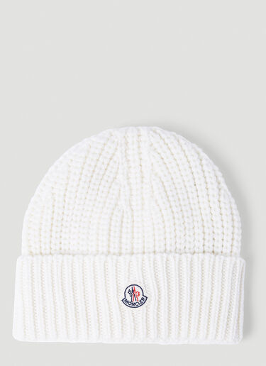 Moncler Wool Beanie Hat White mon0254033