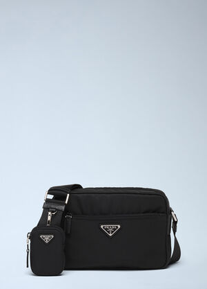 Prada Re-Nylon and Saffiano Leather Shoulder Bag Black pra0248030