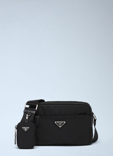 Prada Re-Nylon and Saffiano Leather Shoulder Bag Black pra0248030