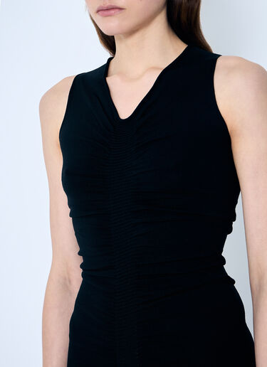 Alexander Wang Ruched Wide V Neck Maxi Dress Black awg0259009