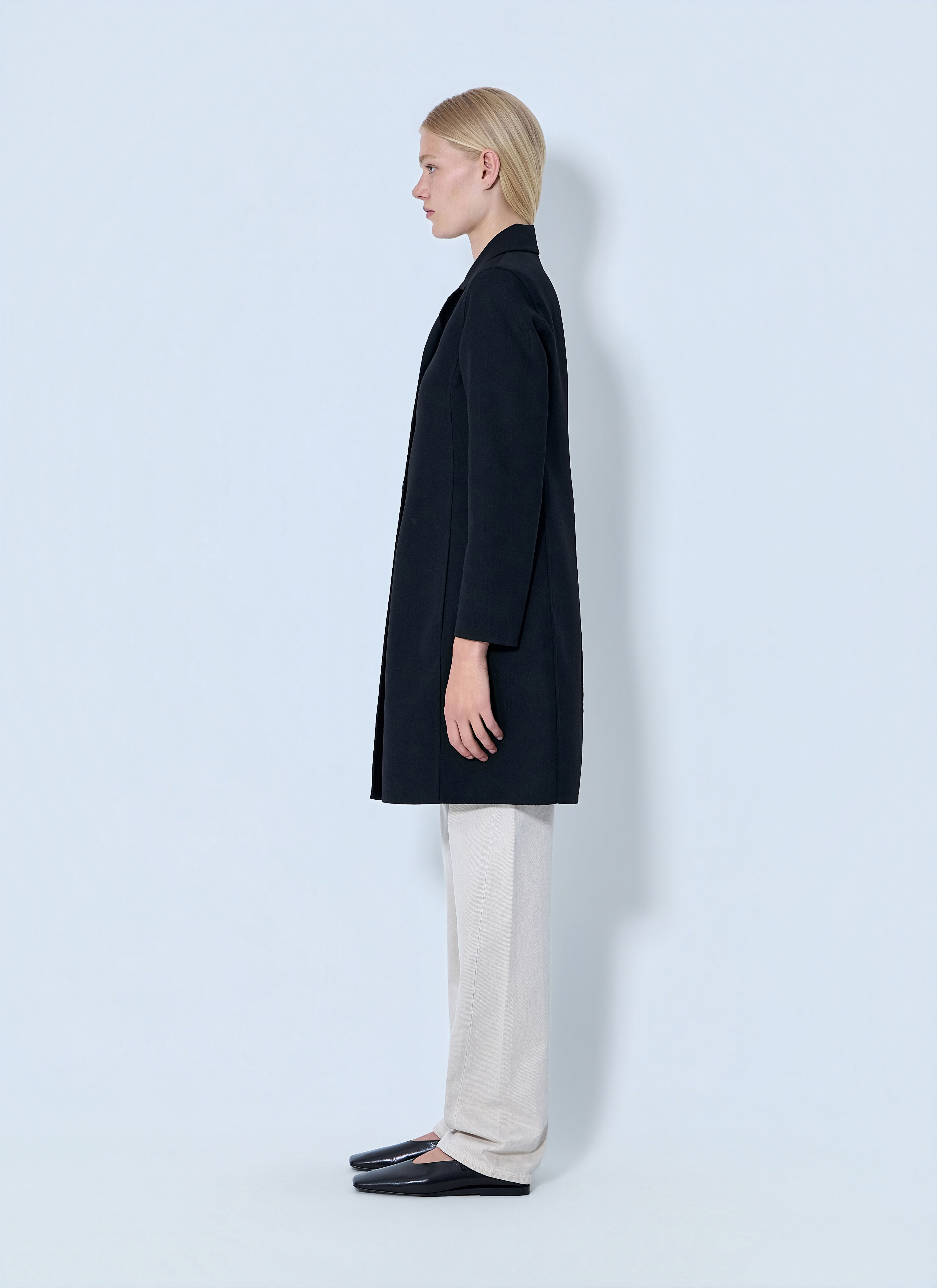 JIL SANDER 黒 ウール ピーコート サイズ34 Jil Sander Women's' Single-Breasted Wool Coat in Black | LN-CC®