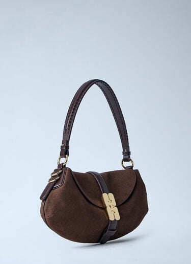 GANNI B-Kat Suede Shoulder Bag Brown gan0263042