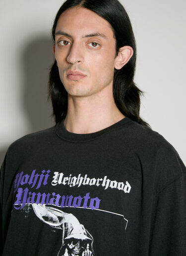 Yohji Yamamoto x Neighborhood 로고 프린트 티셔츠  블랙 yoy0156022