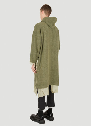 Sulvam Raw Hem Hooded Coat Khaki sul0150007
