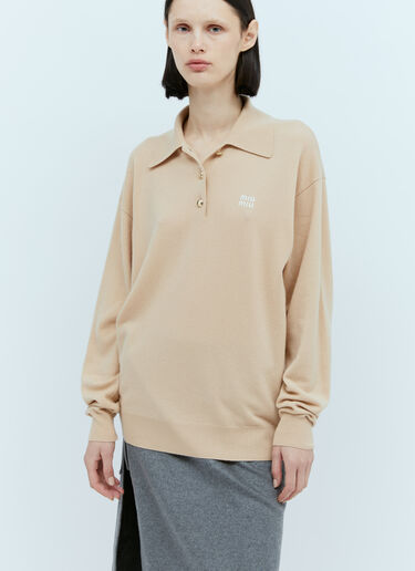 Miu Miu Cashmere Knit Polo Shirt Beige miu0254004