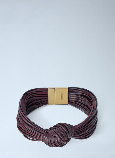 Bottega Veneta Interwoven Leather Bracelet with Gold-Tone Clasp Burgundy bov0263039