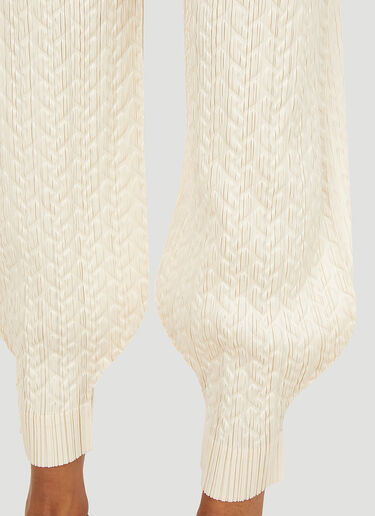 Pleats Please Issey Miyake Cable Stitch Pants Beige plp0251006