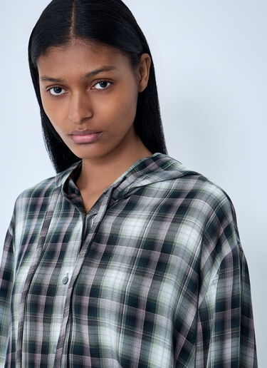 Acne Studios Hooded Check Shirt Green acn0263023