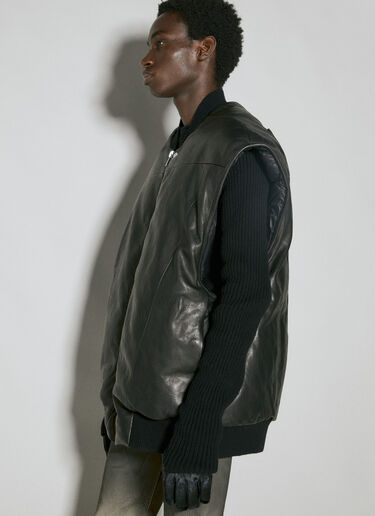Rick Owens Oversized Padded Leather Gilet Black ric0154006