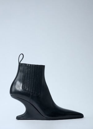Rick Owens Leather Wedge Ankle Boots Black ric0262020