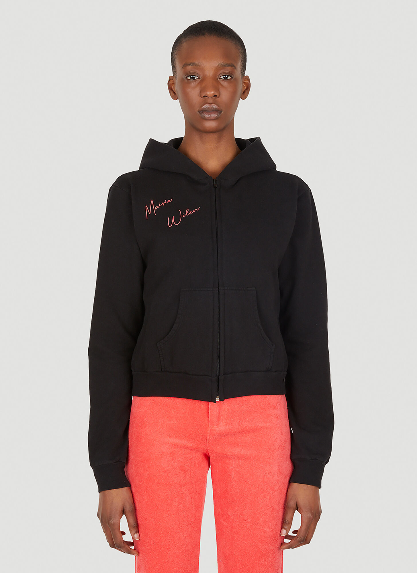 Maisie Wilen Pop Logo Print Hooded Sweatshirt Female Black
